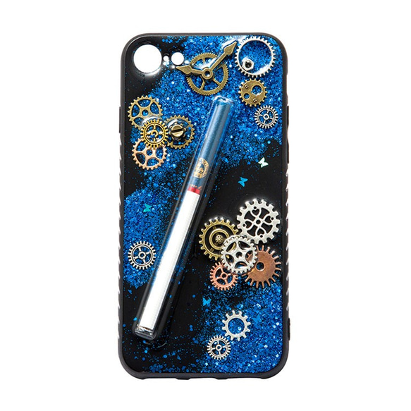 人気デコ★iPhone 7plusカバー iphone 7/8】歯車と巻きたばこのスマホケース・ハンドメイド DECO