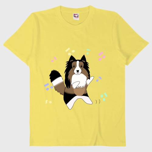 受注制作 踊るシェルティ 5.6oz Tシャツ Tシャツ わんこ 通販 9970732