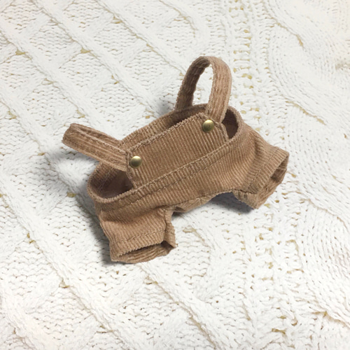 G8／ちびぬい］オーバーオール／コーデュロイ ベージュ ぬいぐるみ