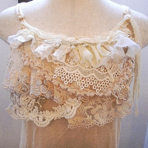 紅茶染め☆エクリュカラー　繊細なチュールレースD 紅茶染め☆エクリュカラー 繊細なチュールレースD 紅茶染め チュール