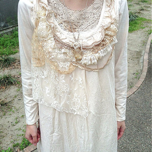 1セットのみ☆断捨離整理品☆紅茶染めコットンレースエクリュカラー