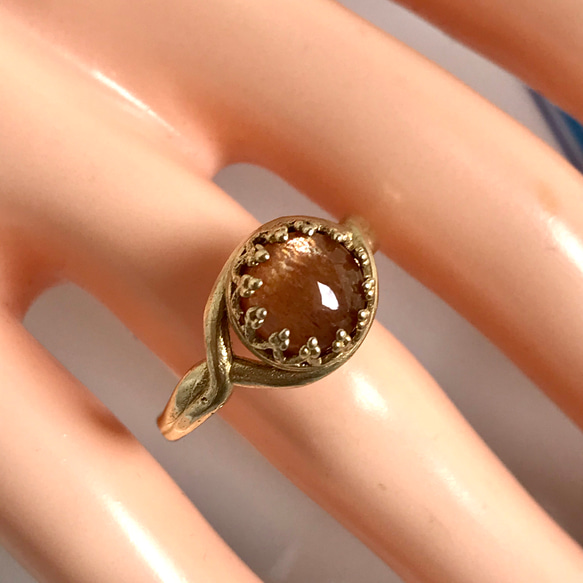 ラスト１・・ゴールデンシャインムーンストーン ring（８㎜・フリーサイズ） 10枚目の画像