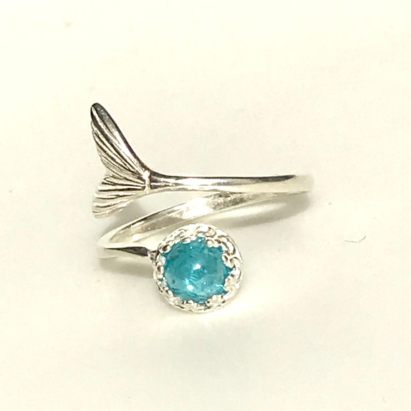 宝石質 ネオンブルー アパタイト ring（マーメイドテール） 3枚目の画像