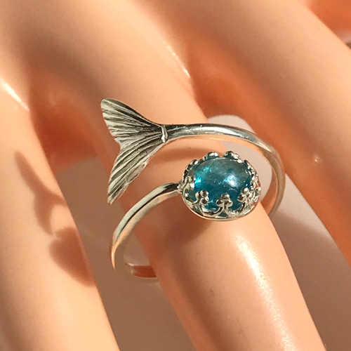 宝石質 ネオンブルー アパタイト ring（マーメイドテール） 指輪