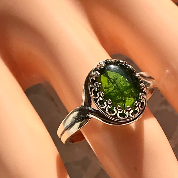宝石質 クロムダイオプサイド ring (銀古美フリーサイズ) 9枚目の画像