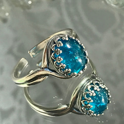 ネオンブルー アパタイト ring (SV925可能・銀古美フリーサイズ) 2枚目の画像