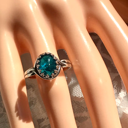 ネオンブルー アパタイト ring (SV925可能・銀古美フリーサイズ) 7枚目の画像