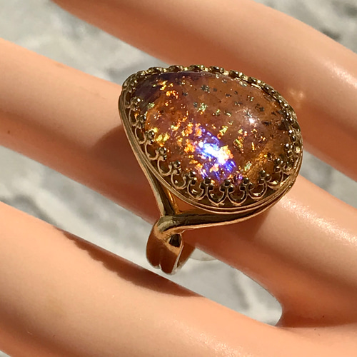 1950S チェリーブランド amberとtopaz・・vintageガラス ring 1950S チェリーブランド amberとtopaz・・vintageガラス ring