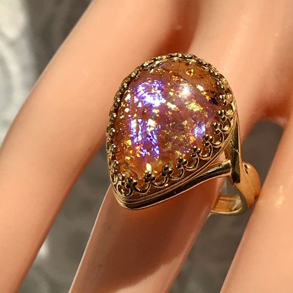 1950S チェリーブランド amberとtopaz・・vintageガラス ring 1950S チェリーブランド amberとtopaz・・vintageガラス ring