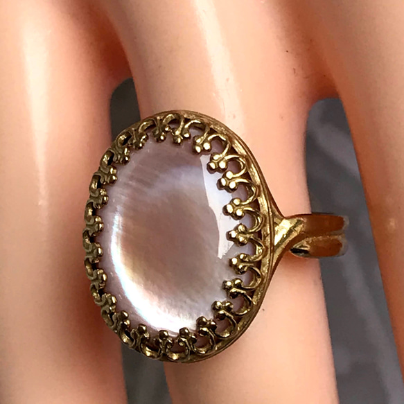 柔らかな光沢・・高品質 ピンクシェル ring（１６×１２㎜） 10枚目の画像