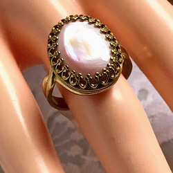 柔らかな光沢・・高品質 ピンクシェル ring（１６×１２㎜） 4枚目の画像