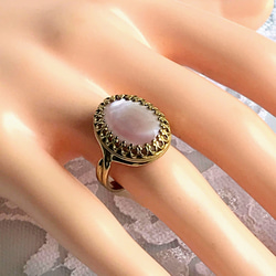 柔らかな光沢・・高品質 ピンクシェル ring（１６×１２㎜） 6枚目の画像