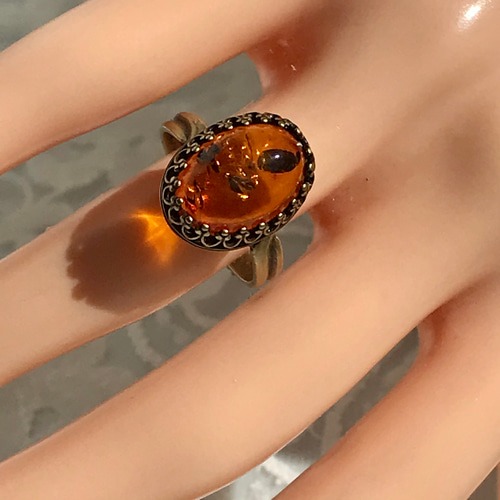 バルト海産 天然琥珀 バルティックアンバー ring（8～23号