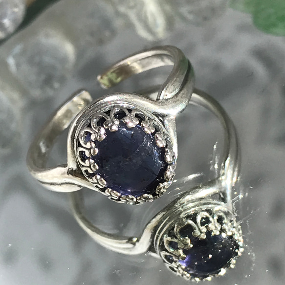 青い羅針盤 アイオライト ring(３月新誕生石・９月誕生石。。銀古美カラー) 5枚目の画像