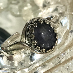 青い羅針盤 アイオライト ring(３月新誕生石・９月誕生石。。銀古美カラー) 9枚目の画像