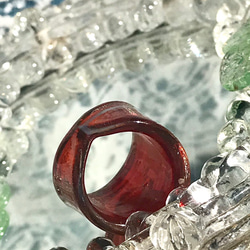 硝子の創作ring・・赤い水に落とされた銀色の渦巻き（１５．５号） 8枚目の画像