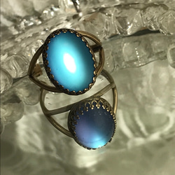 ヴィンテージガラス Matt Helio Blue 大粒のring(8~22号） 2枚目の画像