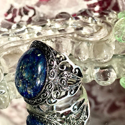 ファイア オパール blue vintage  glass フィグリーring 5枚目の画像