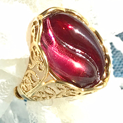 ２４K ＋ SV９２５ ざくろの様なレアヴィンテージ ガラス ring（送料無料） 4枚目の画像