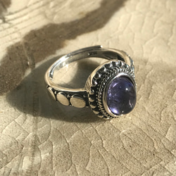 SV925 宝石質アイオライト ring(銀古美カラー・フリーサイズ) 3枚目の画像