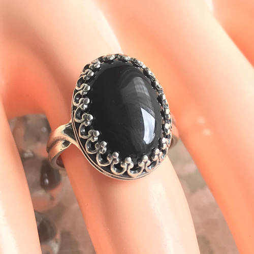 SV925 ブラックオニキス ring(アンティークシルバー・8~23号 SV925 ブラックオニキス ring(アンティークシルバー・8~23号
