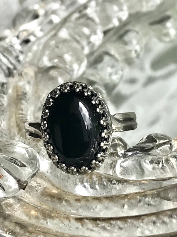 SV925 ブラックオニキス ring(アンティークシルバー・8～23号