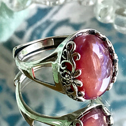 春の妖精・・SV925  Pink シラー入りvintage glass ring(フリーサイズ) 5枚目の画像