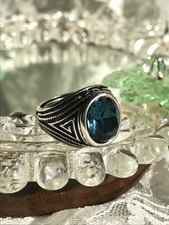 モンタナ Blue vintage スワロフ ring（１２号～２７号） 3枚目の画像