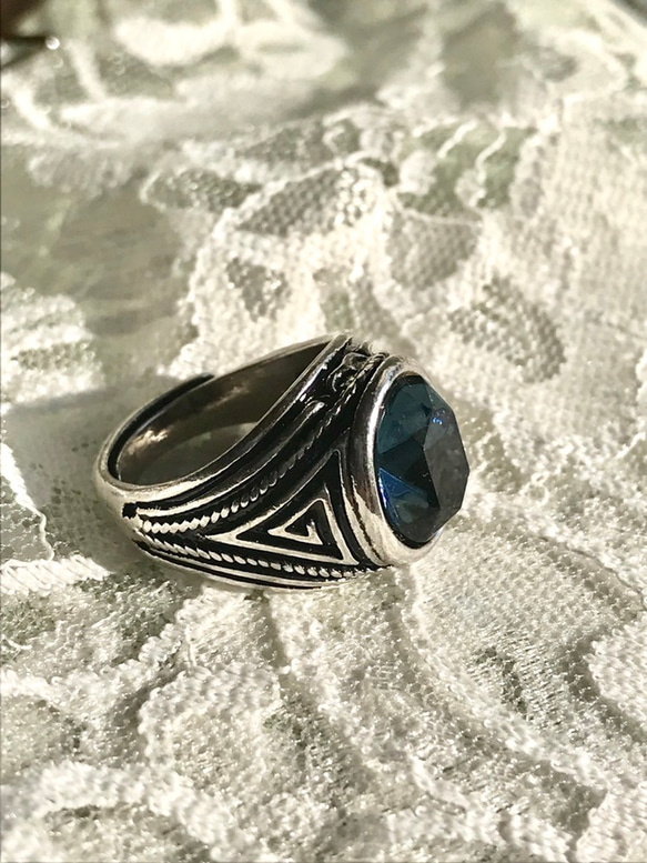 モンタナ Blue vintage スワロフ ring（１２号～２７号） 5枚目の画像