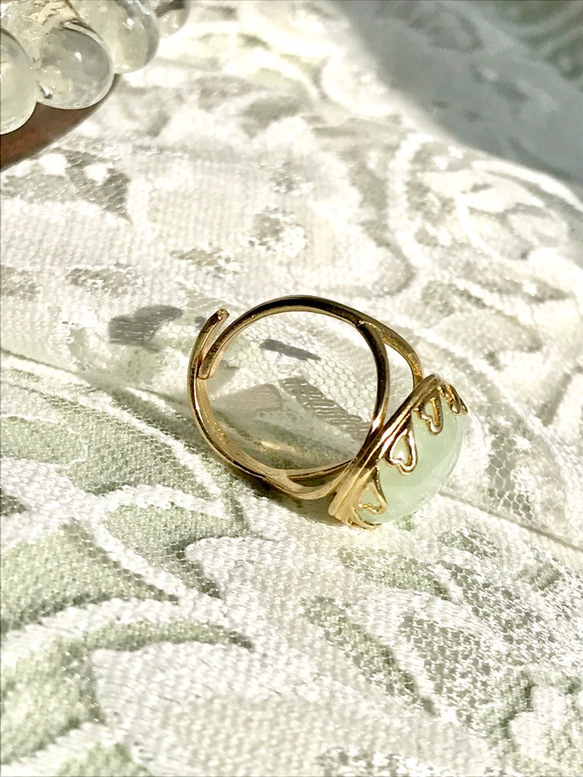 ビルマ産 翡翠 ring（heartの立て爪・フリーサイズ） 4枚目の画像