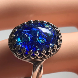 ハワイアンブルー vintage glass ring（８～23号・sv925可能） 4枚目の画像