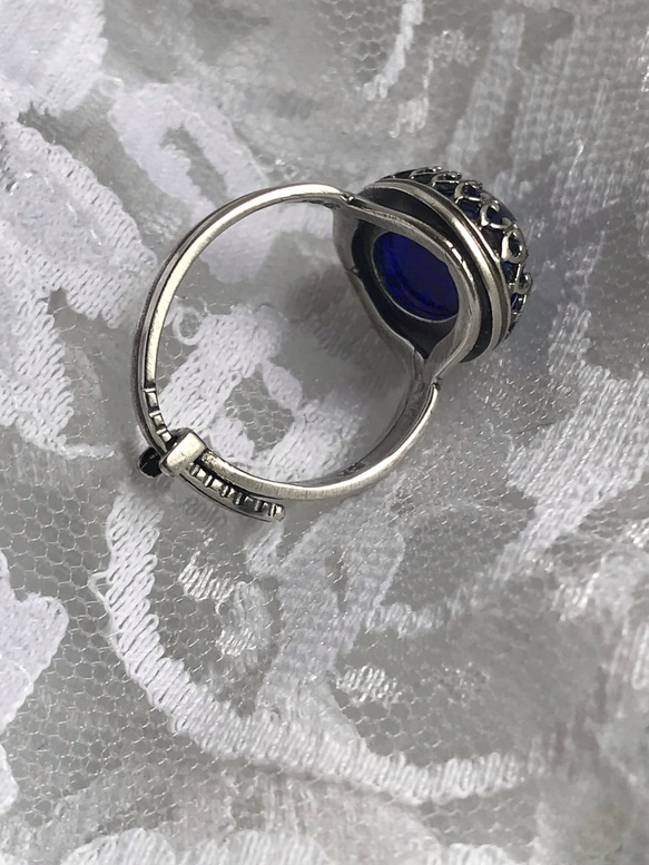ハワイアンブルー vintage glass ring（８～23号・sv925可能） 7枚目の画像