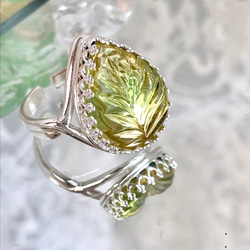 1950年代 ドイツvintage glass ライトグリーン leaf ring 8枚目の画像