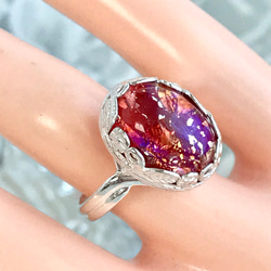 SV925・・Red foil marbled ドラゴンブレス ring（８～１８号） 2枚目の画像