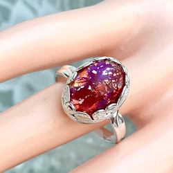 SV925・・Red foil marbled ドラゴンブレス ring（８～１８号） 4枚目の画像