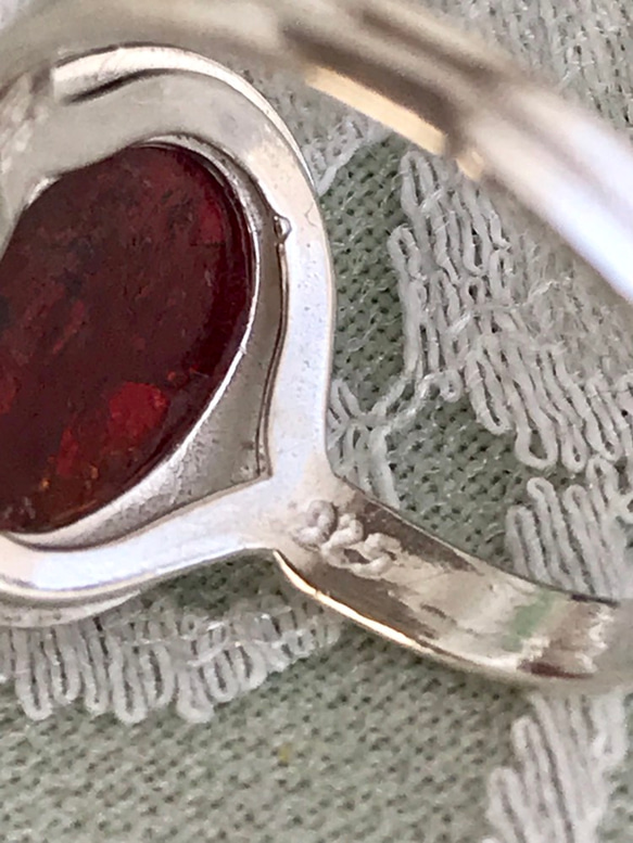 SV925・・Red foil marbled ドラゴンブレス ring（８～１８号） 5枚目の画像