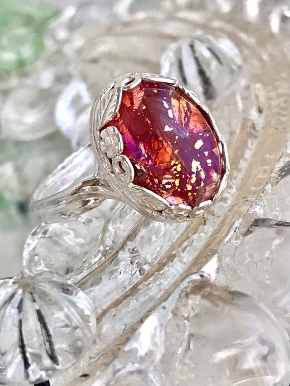 SV925・・Red foil marbled ドラゴンブレス ring（８～１８号） 7枚目の画像