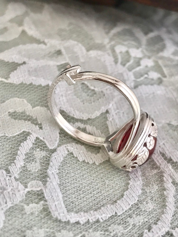 SV925・・Red foil marbled ドラゴンブレス ring（８～１８号） 9枚目の画像