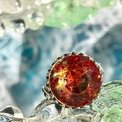 S1950 ルビー＆ゴールド 西ドイツ製 vintage glass ring 　(７～23号・SV925変更可能） 2枚目の画像