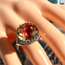 S1950 ルビー＆ゴールド 西ドイツ製 vintage glass ring 　(７～23号・SV925変更可能） 6枚目の画像