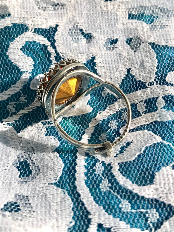 S1950 ルビー＆ゴールド 西ドイツ製 vintage glass ring 　(７～23号・SV925変更可能） 7枚目の画像
