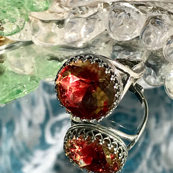 S1950 ルビー＆ゴールド 西ドイツ製 vintage glass ring 　(７～23号・SV925変更可能） 9枚目の画像