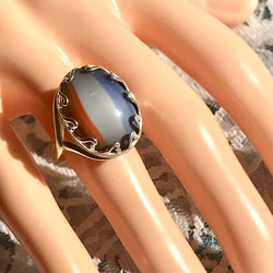 西ドイツ製 vintage トリコロール glass ring（７~17号まで対応・ハートベゼル） 4枚目の画像