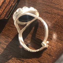 西ドイツ製 vintage トリコロール glass ring（７~17号まで対応・ハートベゼル） 5枚目の画像