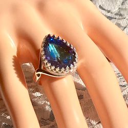 バミューダブルーの雫 vintage glass ring 10枚目の画像