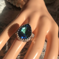 バミューダブルーの雫 vintage glass ring 4枚目の画像