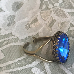 S1970 ブリリアント サファイア vintage glass ring（８～22号・アンティークゴールド） 3枚目の画像