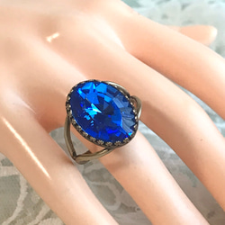 S1970 ブリリアント サファイア vintage glass ring（８～22号・アンティークゴールド） 9枚目の画像