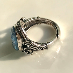 花とリーフのringでハワイアン風・・ライトブルー ヴィンテージglass ring（7～2４号) 7枚目の画像