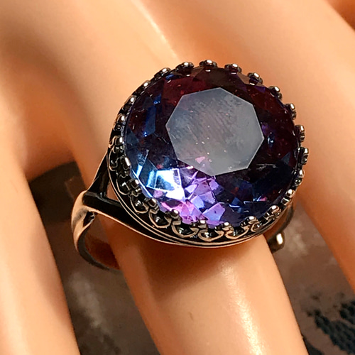 S1950 サファイア＆ルビー 西ドイツ製 vintage glass ring (7～23号 